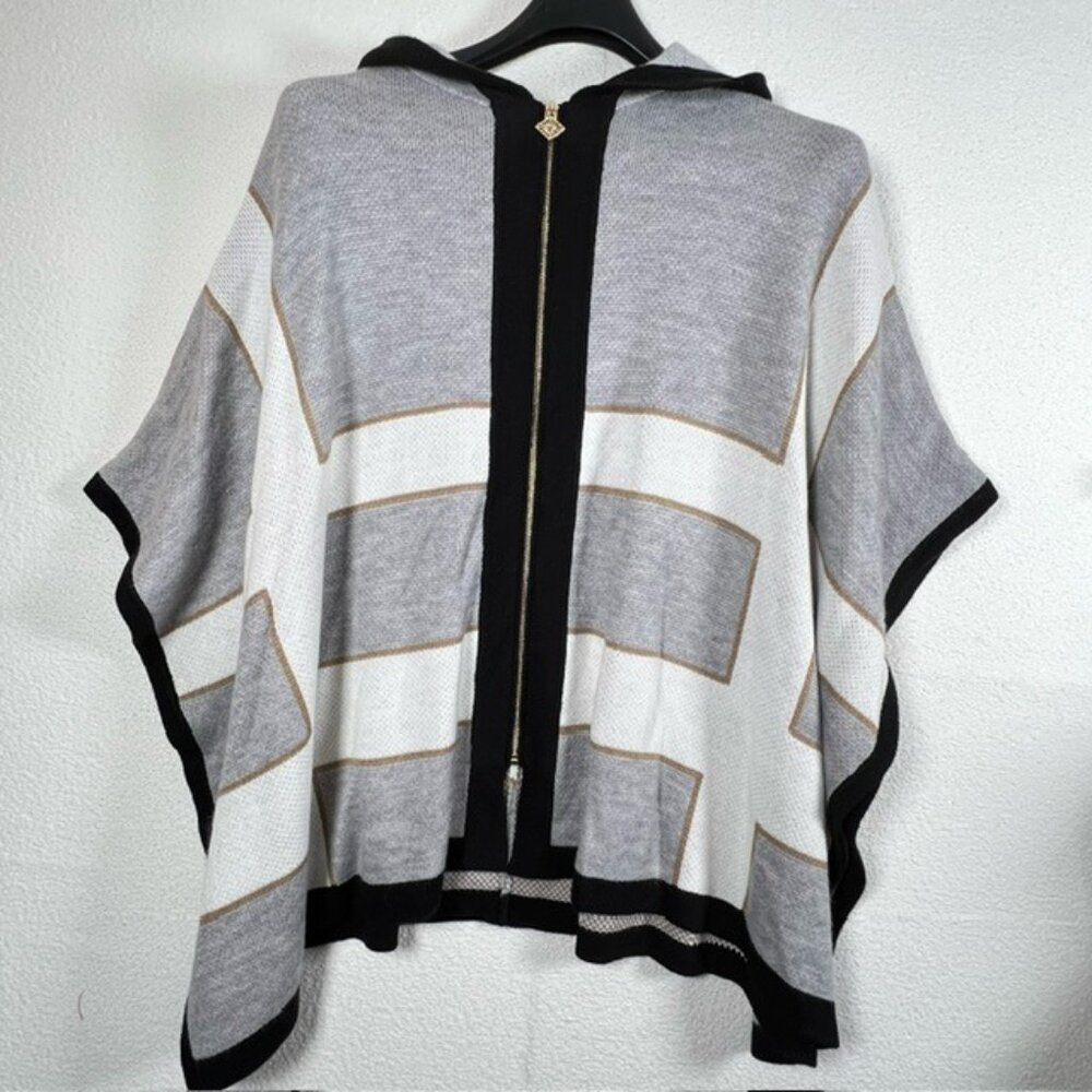 Anne Klein Womens Hooded Zip-Up Sweater Cape Plus Size XL